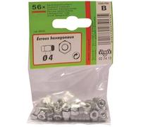 Ecrou hexagonal - acier zingué - 6 pans - D: 4 mm