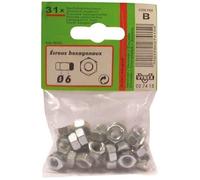 Ecrou hexagonal - acier zingué - 6 pans - D: 8 mm