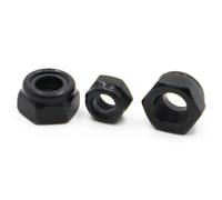 Écrou hexagonal autobloquant avec insert en nylon, acier au carbone noir, DIN985, M2, M2.5, M3 figuré, M5, M6, M8, M10, M12