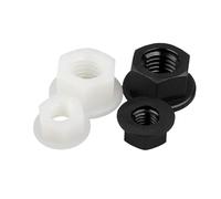 Ecrou Hexagonal Écrous à tête hexagonale isolants en nylon, noirs et blancs, plats, en plastique, M3, M4, M5, M6, M8, M10, M12, 10/50 pièces(Black,10pcs M12)