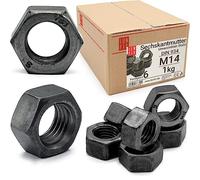 Écrou hexagonal M14, 1 Kg, acier brut classe 6 DIN 934, filetage métrique standard, boulon 14 mm et tige filetée, fixation intérieure et extérieure