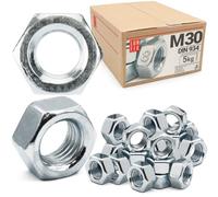 Écrou hexagonal M30, 5 Kg, acier zingué DIN 934, filetage métrique standard, boulon 30 mm et tige filetée, fixation intérieure et extérieure