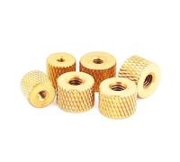 jiuxinyun Écrou moleté en Laiton M2 M2.5 M3 M4, 10 pièces, écrous à serrer à la Main, moleté cylindrique torsadé, écrou en cuivre(M2-10pcs)