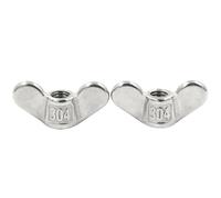 Ecrou Papillon Écrou à oreilles en acier inoxydable 304, 1/2 pièce, M4 M5 M6 M8 M10 M12 M16 M20, serrage manuel sans outil, grande oreille(M6-2Pcs)