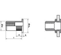 Ecrou pour rivets à tête plate M4