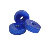 Écrou rond moleté plat en alliage d'aluminium, écrou fin vissé à la main M3 M4 M5, épaisseur d'écrou de réglage 4mm/5mm oxydé multicolore 10 pièces(Blue - 1pc,D26 M5 10PCS)