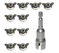 Écrous à ailettes et vis - Matériel de fixation en acier avec vis filetées de 6 mm - Embout de perceuse - Pour la réparation de la maison, des véhicules à moteur, des meubles, pour adultes, hommes et