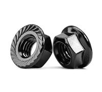 Écrous à Bride M3-0,5 Avec Bride et Engrenage de Blocage, Écrous Hexagonaux 304 en Acier Inoxydable Oxyde Noir A2 V2A, DIN6923 (20 Pièces)