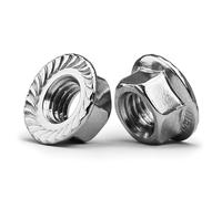 Écrous à Bride M8-1,25 Avec Bride et Engrenage de Blocage, Écrous Hexagonaux 304 en Acier Inoxydable A2 V2A, DIN6923 (5 Pièces)