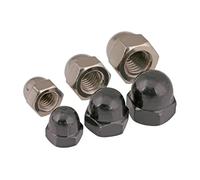 Écrous à capuchon bombé en acier inoxydable noir, Écrous borgnes en acier au carbone Nickel noir M3 M4 M5 M6 M8 M10 M12
