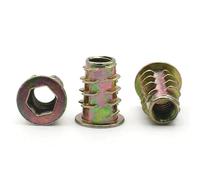 Écrous à insert bois en alliage de zinc, filetage M4 M5 M6 M8 M10, 8/10/12/13-25 mm, tête hexagonale à bride, lot de 10.(M5 (10mm))