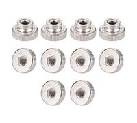 Écrous à molette moletés, boutons ronds M5 avec collier, nickelage, paquet de 10