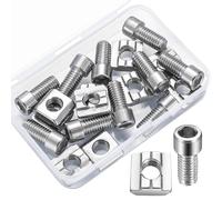 Ecrous à rainure en T type M8, Lot de 10, Série 3030 - Ecrous de glissière M8 en Acier inoxydable avec Vis à tête hexagonale idéale pour Rainures en Aluminium pour Profil Standard de série 30