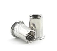 Écrous à riveter à tête plate en acier inoxydable, Écrou à sertir aveugle en acier inoxydable zingué M3-M12, 2 30 inserts filetés(304 stainless steel,M3 10pcs)