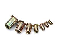 Écrous à riveter métalliques, écrous à insérer, Écrous à riveter filetés à tête plate en acier au carbone M3-M12, paquet de 10/20/50 pièces(50pcs,M6)