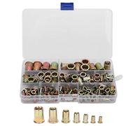 Écrous à sertir en acier zingué, 128 pcs M3 - M12 - Kit complet avec filetage vertical, haute résistance anticorrosion pour fixation métallique et industrielle - Boîte de range