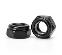 Écrous autobloquants en acier inoxydable 304, 7/15/30/40/50 pièces, M2, 5/M3, M4, M5, M6, M8, M10, M12, noir, carbone, zinc, nylon(Black Carbon Steel,M2 (50PCS))