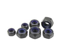 Écrous autobloquants hexagonaux en nylon M2-M12, 5 à 50 pièces, écrous de blocage à insert coulissant, acier inoxydable 304 galvanisé(Black Zinc,M3 50pcs)