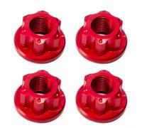 Écrous Axe Vélo pour m10 Alliage Léger Non QR Écrous Axe Vélo | Alliage 7075 haute résistance, finition noire mate, compatible axe pour m10 standard, idéal piste et fixie(red)