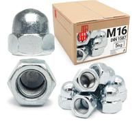 Écrous borgnes M16 DIN 1587, 5 Kg, hexagonal forme haute en acier zingué | cache écrou borgne capuchon de protection pour vis, boulons filetés & tiges filetées