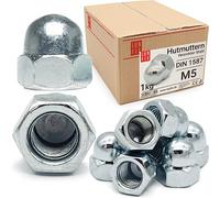 Écrous borgnes M5 DIN 1587, hexagonal forme haute en acier zingué, 1 Kg, cache écrou borgne capuchon de protection pour vis, boulons filetés & tiges filetées