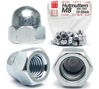 Écrous borgnes M8 DIN 1587, 10 Pièces, boulons filetés & tiges filetées | hexagonal forme haute en acier zingué, cache écrou borgne capuchon de protection pour vis