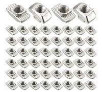 Écrous Coulissants, 50 Pièces T Slot Nuts M5, Écrous en T Nuts en Acier Au Carbone Zingué Série 2020, Écrous en T pour Profilé en Aluminium Standard Européen pour Extrusion (Eu20-M5*10 * 6)