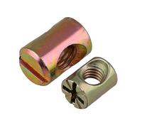 Écrous cylindriques pour meubles, Écrous à barillet fendus et boulons chevilles croisées for meubles, trous horizontaux, plusieurs tailles(Cross Slotted Nut,M6x13 (25pcs))