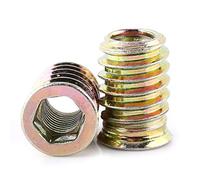 Écrous d’insertion hexagonaux plaqués zinc pour bois M8x20mm | Inserts filetés pour assemblages de meubles en bois dur, vissés avec clé hexagonale