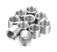 Écrous d'accouplement, 10 pièces écrous à souder ronds, M6x10x20mm de long sur écrou femelle fileté - connecteur en acier inoxydable 304, goujon barre tige manchon, argent(M8x10x8mm)