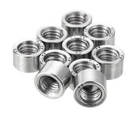 Écrous d'accouplement, 10 pièces écrous à souder ronds, M6x10x20mm de long sur écrou femelle fileté - connecteur en acier inoxydable 304, goujon barre tige manchon, argent(M8x8x12mm)