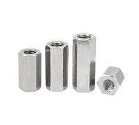 Écrous d'accouplement hexagonaux, 1/2/5 pièces Écrou de raccordement hexagonal long M5-M12 en acier inoxydable 304, argent((1pcs) M12x19x45mm)