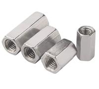 Écrous d'accouplement hexagonaux M3 M4 M5 en acier inoxydable 304, 2 pièces, connexion à écrou Long, goujon de barre filetée, accessoires de quincaillerie(M4x7x30mm)