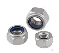 Écrous de blocage en nylon DIN985, 5 à 50 pièces, M2, M2.5, M3, M4, M5, M6, M8, M10, M12, en acier inoxydable avec insert en zinc noir et blanc(Stainless steel,M2.5 50PCS)