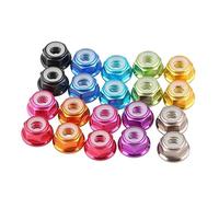 Écrous de blocage, Lot de 10 écrous Nylstop autobloquants à bride en aluminium anodisé M2, .5, M3, M4, M5 et M6. Insert nylon(Green-M2.5)