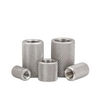 Écrous de raccordement cylindriques, Écrous d'accouplement de tige M3-M16, filetage grossier, écrou à manchon allongé moleté rond en acier inoxydable(M12x18x20-2Pcs)