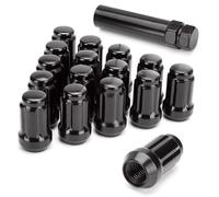 Écrous de roue Aputoxz ATV M10x1,25 noirs, 16 pièces, à extrémité fermée et cannelure, avec ouille, siège conique long de 1,4 pouce, pour roues de VTT/SSV Honda