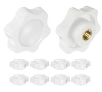 Écrous de serrage en étoile Bouton à main moleté à 6 points en plastique blanc avec trou non traversant M4 M5 M6 25 mm 10 pièces(M4)