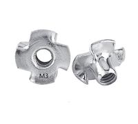 Ecrous en T 4 Griffes en Acier Zingué pour Travail du Bois Meubles(M3 x 50pcs)