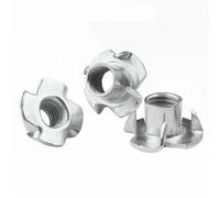 Écrous en T à quatre branches, Écrou femelle à quatre griffes zingué, té captif dents en T, écrous aveugles, haut-parleur(M5 100pcs)