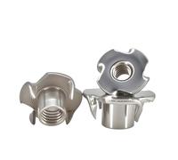 Écrous en T à quatre griffes en acier inoxydable 304, 10/20 pièces, dents en T aveugles for meubles de haut-parleurs, quatre points M4 M5 M6 M8 M10 M12(M8x12.5,10pcs)