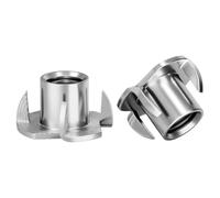 Écrous en T à quatre griffes en acier inoxydable 304, M4-M12, écrous en T aveugles for meubles, écrous d'insertion de haut-parleur, 10 pièces(M4x8)