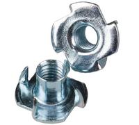 Écrous en T à quatre griffes en acier zingué - Inserts captifs pour le travail du bois et les meubles - Écrous filetés robustes avec griffes tranchantes - Lot de 4 - Taille : M8 x 11 mm