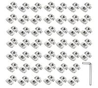 Écrous en t Coulissant Écrou de Tête de Marteau 100pcs M4, Ecrou en t Nuts Fente en Acier Au Carbone Revêtu de Nickel pour Profil Rail Aluminium Menuiserie (EU20-M4)