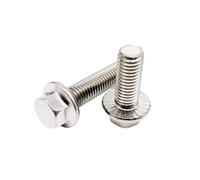 écrous et boulons assortis， M4 M5 M6 M8 M10 M12 A2-70 304 acier inoxydable GB5787 boulon à tête hexagonale tête hexagonale avec vis à bride dentelée(2pcs M10x70mm)