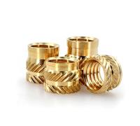 Écrous filetés en laiton à double moletage, 50/100 pièces, M1.6 M2 M2.5 M3 M4 M5 M6 M8 M10, for injection de chaleur, thermofusible, en cuivre(M3(OD4) 50Pcs,Length 3mm)
