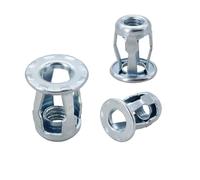 Écrous for fente en forme de pétale, écrous for filetage plat, pince de panneau, verrouillage, fixation, rivet d'expansion, kit d'écrous for riveter M3-M12(Petal Silver,M6 (10Pcs))