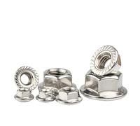Écrous hexagonaux à bride dentelée, 304 Stainless Steel Hex Head Serrated Flange Lock Nut M3-M20 Silver Gray(M10 x 5Pieces)
