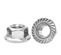 Écrous hexagonaux à bride dentelée, Écrous de blocage hexagonaux à embase dentelée métriques en acier inoxydable et carbone multicolores M3-M16, lot 2 110 pièces(Silver,M10 10pcs)