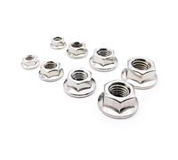 Écrous hexagonaux à bride dentelée, Stainless Steel M3-M12 Metric Hex Serrated Spinlock Flange Locknut DIN6923 25 pcs(2pcs M12)